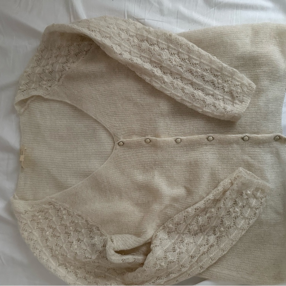 Sezane Ivory Lace Cardigan